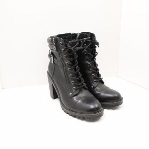 GBG Guess Women's Black Laced Zipper Healed Boot